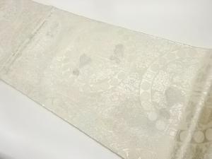 連珠狩猟文に変わり草花模様織出し袋帯